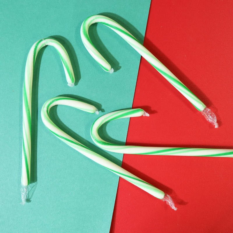 Sweetzo Wintergreen Christmas Candy Canes, Individually Wrapped Classic Holiday Treats,