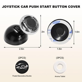 ZNDAW Joystick Car Push Start Button Cover, Metal Car Starter Engine Start Stop Button Joystick, Cool Automotive One-Touch Start Button Rocker, Vehicle Ignition Button Protector (Silver)
