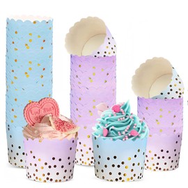 Paper Muffin Cases 100 Pieces Muffins Paper Cases Cupcake Cases Cupcke Wrapper for Weddings Birthday Party Size 6 x 5.5 x 7 cm Purple, Blue