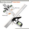 Combination Square – Engineers Set Square, Stainless Steel Angle Ruler
