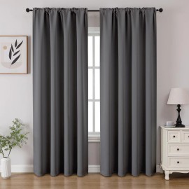 CUCRAF Light Grey Blackout Curtains 52X108 Pack Of 2 Sun Blocking Noise Reducing