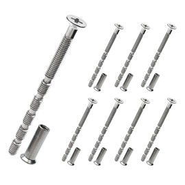 BlingKingdom 8 Sets M4 Bolt Connecting Screws and Sleeves, Stainless Steel Adjustable Length Long Screw Door Handle Fixers for Hollow Door Handles Knobs Escutcheons and Others (60MM)