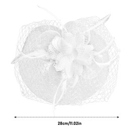 Women's Fascinator Wedding, Flower Feather Mesh Veil Party Headpiece Fascinator Hat Church Hair Accessories Fascinator Bridal Headpiece, Cocktail Headwear for Women (White)