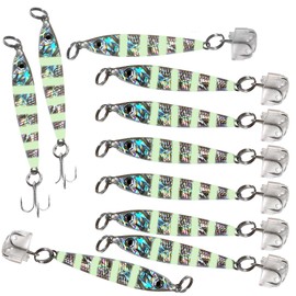 10pcs Fish WOW!® 1oz 4.5inch Fishing Mega Live Bait Jig with a Treble Hook - Glow Silver