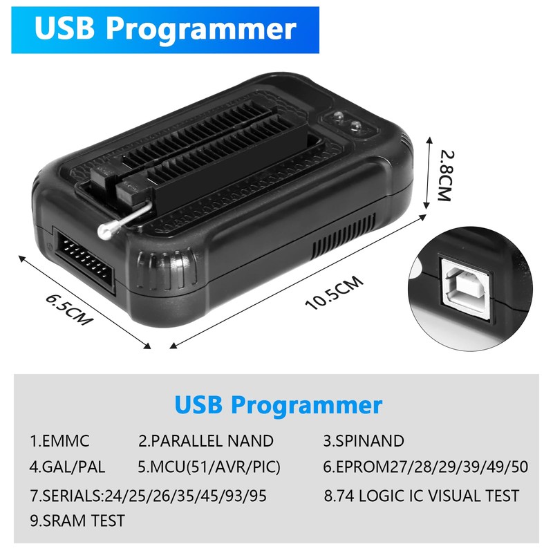 APKLVSR Universal USB Programmer, T48 Mini Pro Programmer with 10