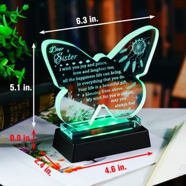 YWHL YWHL Sister Birthday Gifts from Sister Adult, Mother's Day Gifts for Sister, To My Sister Gifts from Brother, Glass Butterfly Sister Keepsake, Unique Christmas Graduation Present Ideas for Sister