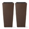 Casafield Set of 2 All-Weather Outdoor Planters with Liners, Tall