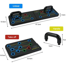 flintronic Push Up Board, 16 in 1 Multifunctional Foldable Push-Up Rack Board with Fitness Bands, Color Coded Push Up Stands, for Indoor, Gymnasium, Outdoor Muscle Training