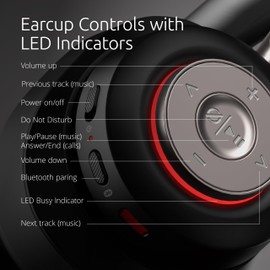 Kensington AH3X Bluetooth Headset, Wireless Over-Ear Headset, Boom Microphone, LED Indicator, Earcup Controls (K83455WW)