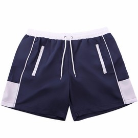 Reslad RS-5015 Men's Quick-Drying Swimming Trunks with Zip Pockets Short Shorts for Beach & Surfers I Ideal as Swimming Trunks & Swimming Trunks, Navy/white, XL