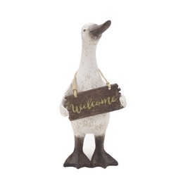 Elements 5.51x4.92x11.81 Inch Resin Duck with Welcome Sign Tabletop Decor
