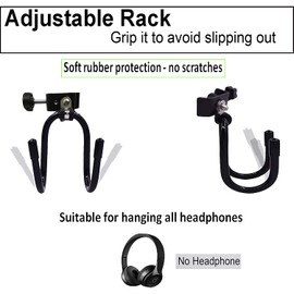 Pmsanzay Clamp-On Headphone Headset Tambourine Holder Cowbell Hanger Clip Microphone Stand, Flexible Adjustable Hooks for Studio Microphone/Musical Stand
