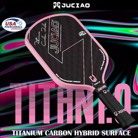 JUCIAO Pickleball Paddles Titanium T700 Carbon Fiber Pickleball Paddle USAPA Approved Major Pickle Rackets Thermoformed Unibody Pickle Paddle with 16MM Honeycomb Core (Pink Titan 1.0)