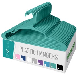 NEATERIZE Clothes Hangers 50 Pack Aqua - Plastic Hangers - Ganchos Colgar Ropa