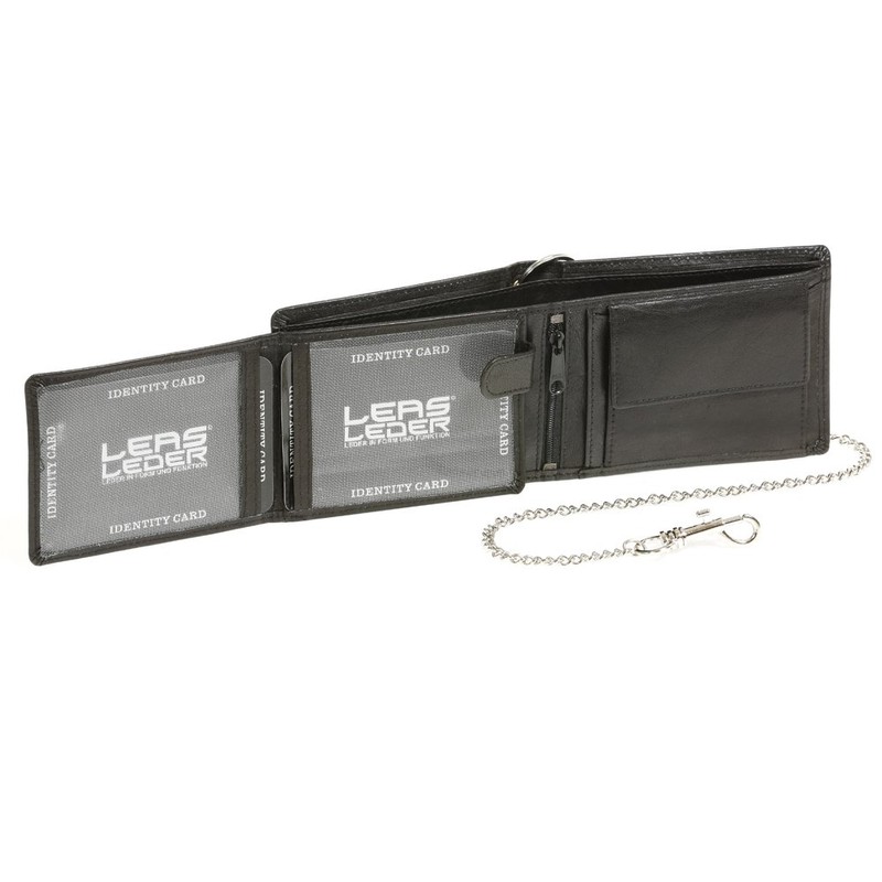 LEAS Biker Wallet purse with chrome-chain without application horizontal format,