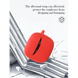 Case for JBL Tune Flex 2-True Wireless Noise Cancelling Earbuds,Soft Protective,Shockproof, BOVUGAC Silicone Case Cover with Keychain & Cleaning Kit & Lanyard-Red