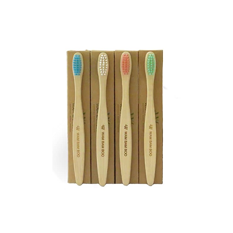 Bamboo Toothbrushes Kids Pack of 4 Kids Bamboo Toothbrushes, Biodegradeable