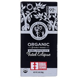 Equal Exchange, Organic Dark Chocolate, Total Eclipse, 92% Cacao, 2.8 oz Pack of 12