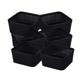 Simplify Simplify 6 Pack Organizing Set | Square Bins | Multipurpose | Office | Desk | Dorm | Bathroom | Storage Basket | Small Items | Accessories | Black
