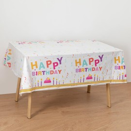 Tskijun 3 PCS Happy Birthday Tablecloth,Disposable Plastic Table Cover,Waterproof and Oil-Proof Rectangle Tablecloth for Birthday Party Decoration Supplies,54 x 72 in (Pink Happy Birthday)