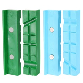 HARFINGTON 2set Magnetic Vise Jaws 6 Inch Magnet U-Grooves Soft Rubber Bench Jaw Pads Covers Multi-Purpose Protector for Woodworking Jewelry Making Plumbing, Blue/Green
