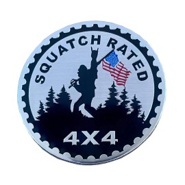 Mad4Metal Sasquatch Rated 4x4 Stick-on Fender Badge with American Flag Fits Jeep 4x4