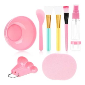 11 Pzs Kit Preparación Mascarilla Facial Bowl Brochas Frasco