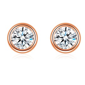 Deyanse Silver Stud Earrings for Women, 925 Sterling Silver Heart Round Star Stud Earrings, Hypoallergenic Flat Earrings Studs with Zirconia, Small 5 mm Sleeping Cartilage Stud Earrings with Gift Box,