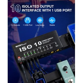 Mosky Guitar Pedal Power Supply 10 Isolated DC Output, 9V 12V 18V 300mA 500mA Effect Pedal Boards Power Supply with USB Port, Short Circuit Overcurrent Protection
