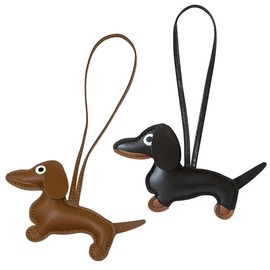 GXGM Pack of 2 Dachshund Keyrings, PU Dachshund Cute Puppy Dog Bag Pendant, Key Fob Dachshund Gifts, Key Ring Dog for Handbag Backpack Decoration Jewellery
