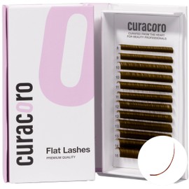 Curacoro Brown Eclipse Flat Lash Extensions - Mixed Length 8-15mm, Thickness 0.15mm, C CC D Curl, Brown Mink False Lashes, Matte Finish, Individual Eyelashes for Salon Use, Lightweight and Fluffy