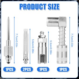 lasuroa 5pcs Grease Needle Accessory Set, Including 2 Grease Coupler Nozzles, 1 Grease Needle Distributor, 1 90 Degree Grease Fitting Rubber Connector, 1 90 Degree Grease Fitting Injecting Tool