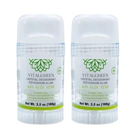 2 Pack Desodorante Cristal Alumbre Con Aloe Vera 100g Vital Green