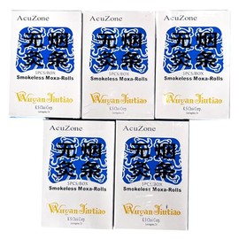 Acuzone Smokeless Moxa Rolls (5 Rolls/Box) - 5 Bundle Pack (Total 25 Rolls)