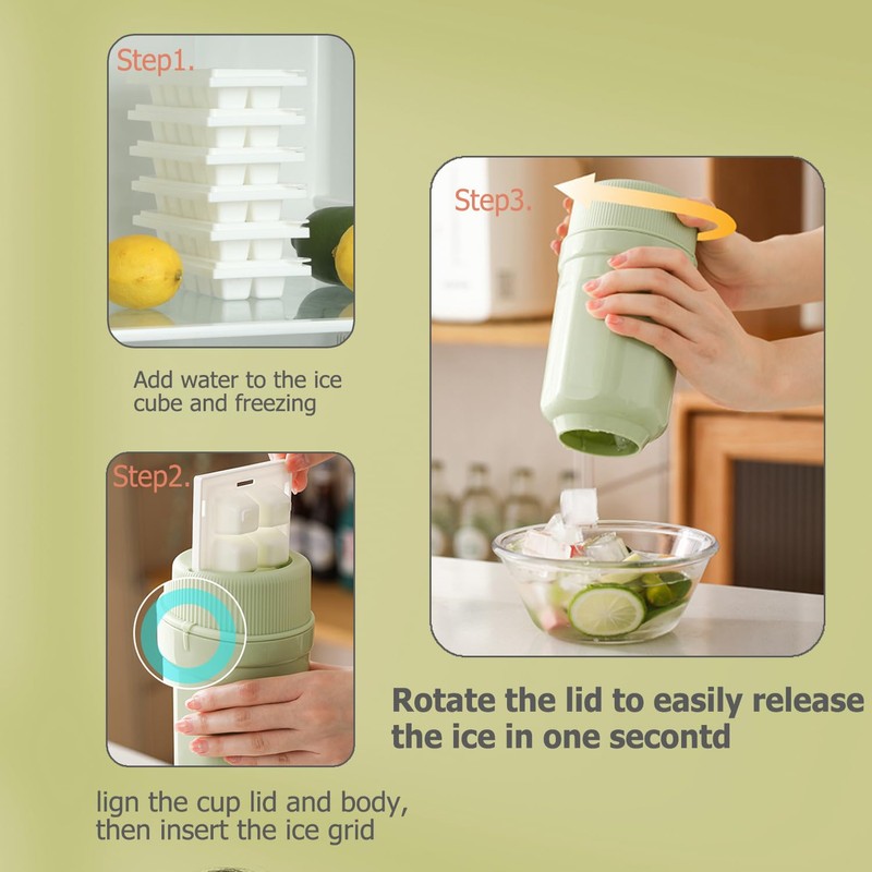 Ice Cube Tray, Ice Tray with Happy Twisting Ice Cup,