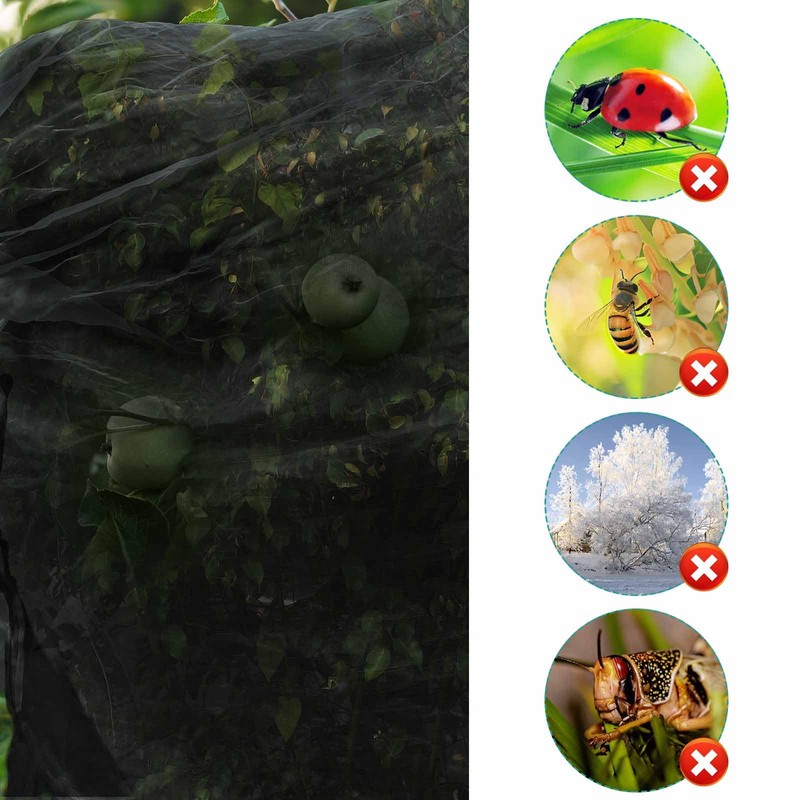 2pcs 10ftx10ft Large Fruit Tree Netting Bags, Bird Netting Cover