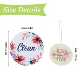 UFURMATE Flower Dishwasher Magnet Clean Dirty Sign, 1Pack Double Sided Reversible Dishwasher Indicator Kitchen Decoration with Dishcloth for Dishwashers