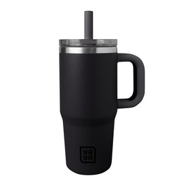 YAYA My First Travel Tumbler for Toddlers, Portable Stainless Steel Tumbler with Silicone Straw & Leak-Proof Lid, Insulated Bottle for 12+ Hrs of Cold Drinks Flask Containers:_Black_12oz