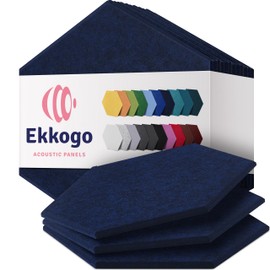 Ekkogo Acoustic Panels 12-Pack Soundproof Wall Panels 14"X12.1"X0.4" Sound Panels High Density Sound Dampening Panels - [Denim Blue Hexagon]