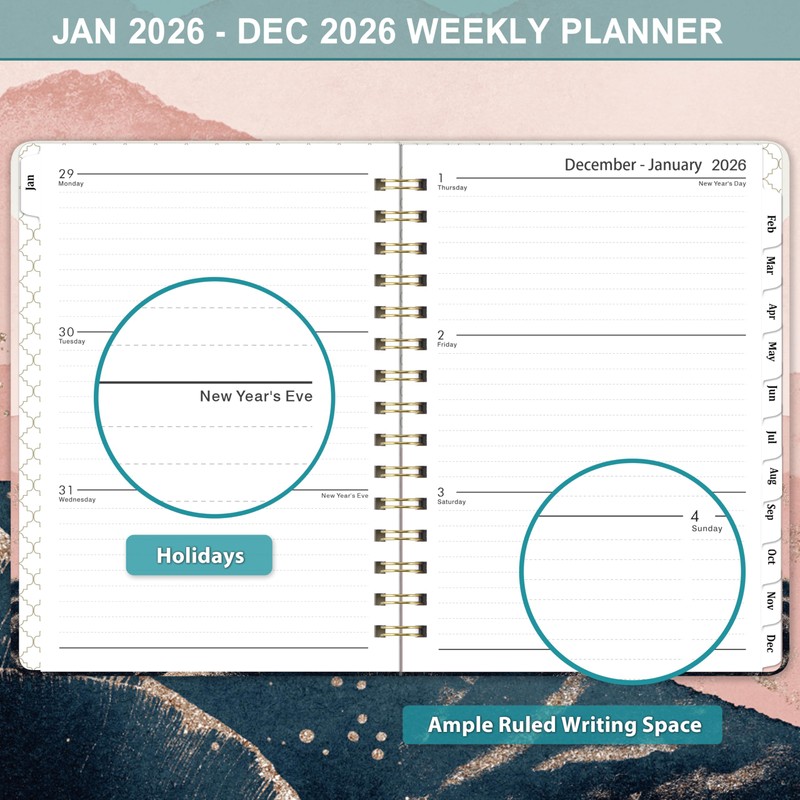 2026 Planner - 2026 Planner Weekly and Monthly Spiral Bound,