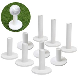 9 Pcs White Golf Rubber Tees for Practice and Driving Range,3X of 1.5", 2.28" and 3.46" Tees,Suitable for Indoor Outdoor Backyard