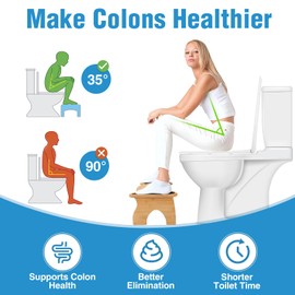 JLKCTHH Bamboo Toilet Stool for Bathroom, 7 Inches Foldable Poop Stool with Non-Slip Pads