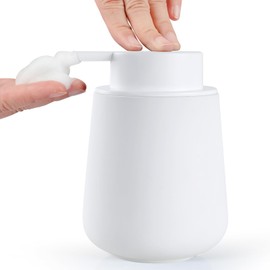 Umlaca Soap Dispenser, Foam, Ceramic, Stylish, Hand Soap, Hand Soap, Refillable Bottle, Foam Dispenser Bottle, Foam Hand Soap Bottle, Wide Mouth, Small, Suitable for Kitchens and Bathrooms (White, Foam Type)