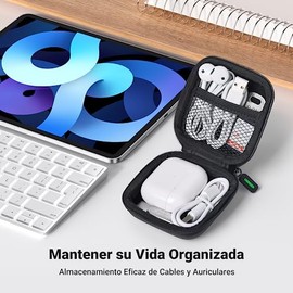 UGREEN Funda Almacenamiento para Auriculares, Mini Organizador Portátil de EVA para Cables, Estuche Rígida Impermeable para Guardar AirPods, Cargador, Tarjeta SD, MP3, Llaves