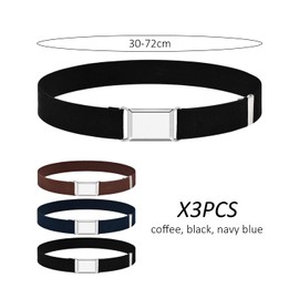 BEIBXHQQ 3 Pieces of Children's Belts, Elastic Waistband, Elastic Waistband, Adjustable Waistband, Sports Belt, Summer Camp Belt, Suitable for Daily, Camping, Mountaineering (Brown, Black, Navy Blue)