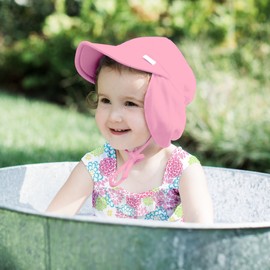 i play. Baby Girls Breathable Flap Protection Hat-Light Pink Sun Hat, Pink, 9-18 Months US