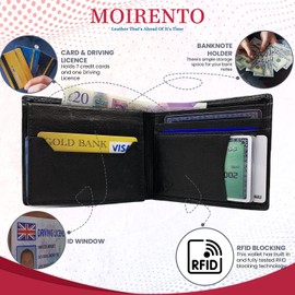 Black Real Leather Wallets for Men - RFID Blocking, Men's Leather Wallet, Gents, Mens Wallets, UK, SP6BLK