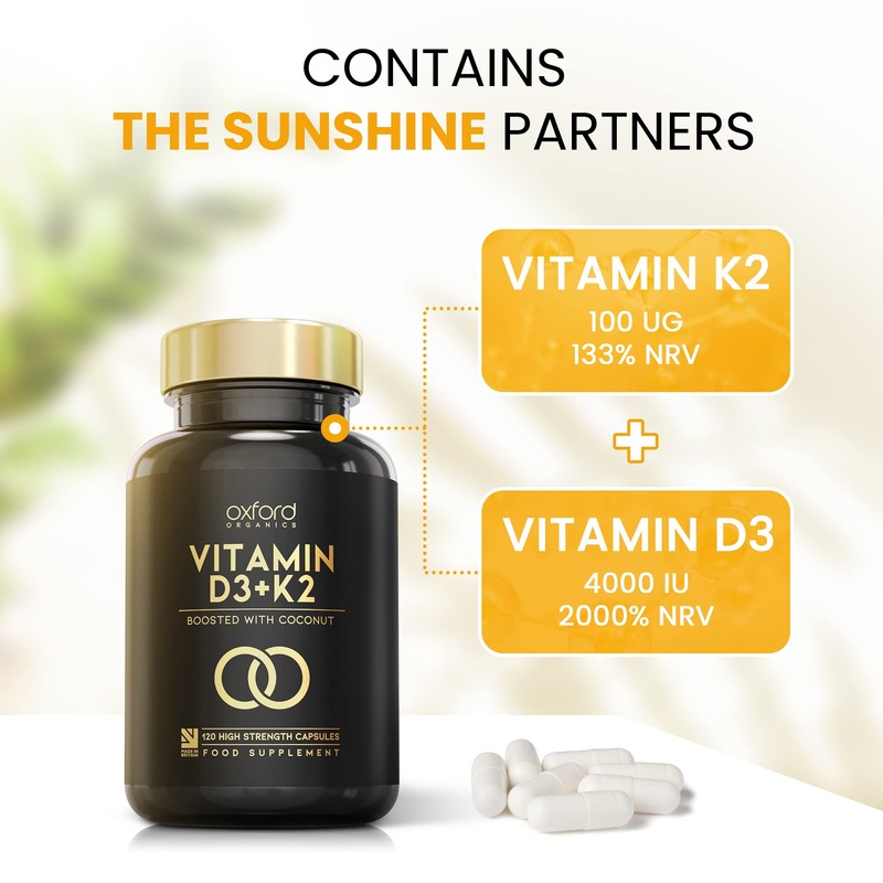 Vitamin D3 K2 Capsules - 4000 IU Vitamin D &