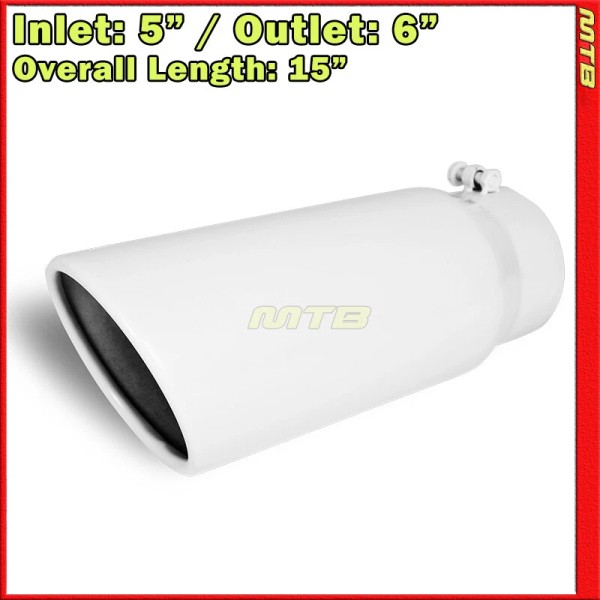 MTB Universal Exhaust Tip Stainless Truck Angled White 15 inch