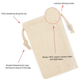BigLotBags Premium Cotton Double Drawstrings Muslin Bags. 100% Organic Cotton Canvas Premium Quality Eco Friendly Reusable Natural Muslin Bags. Pack of 25 (12 x 16 Inches)